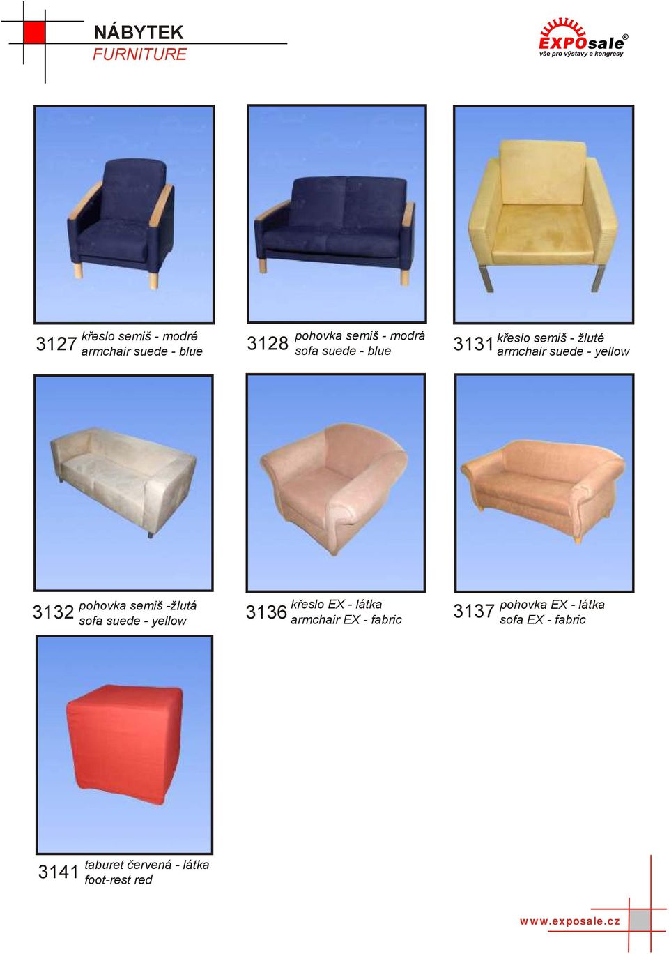pohovka semiš -žlutá 3132 sofa suede - yellow křeslo EX - látka 3136 armchair EX -