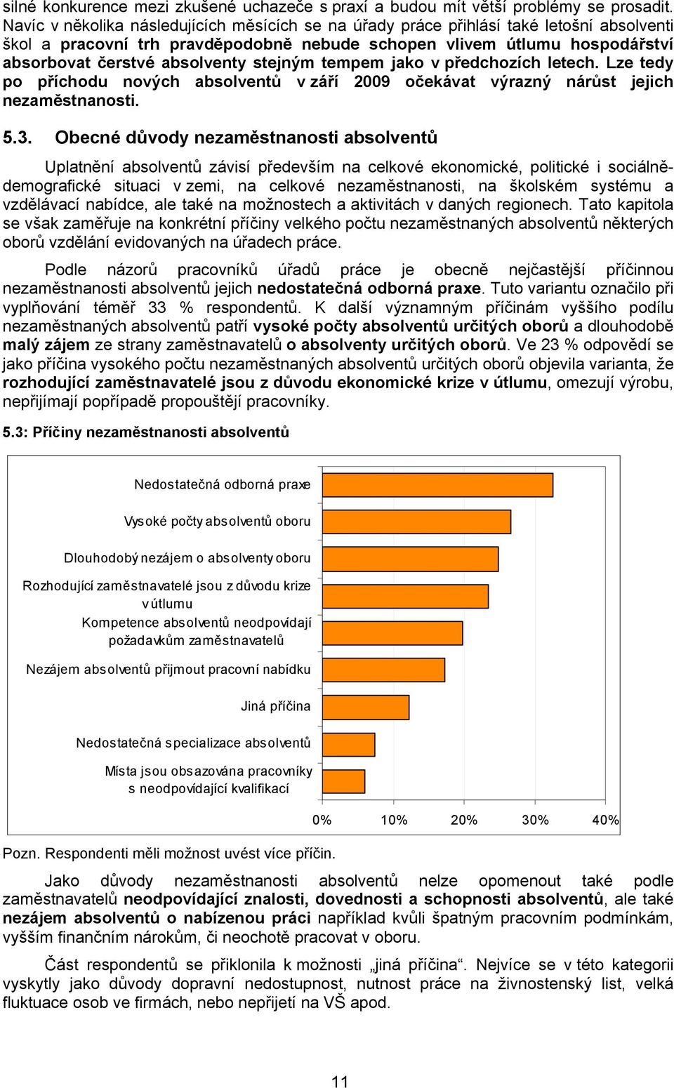 stejným tempem jako v předchozích letech. Lze tedy po příchodu nových absolventů v září 2009 očekávat výrazný nárůst jejich nezaměstnanosti. 5.3.