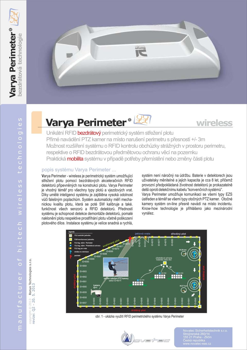 Perimeter... Varya Perimeter wireless je perimetrický systém umožňující střežení plotu pomocí bezdrátových akceleračních RFID detektorů připevněných na konstrukci plotu.