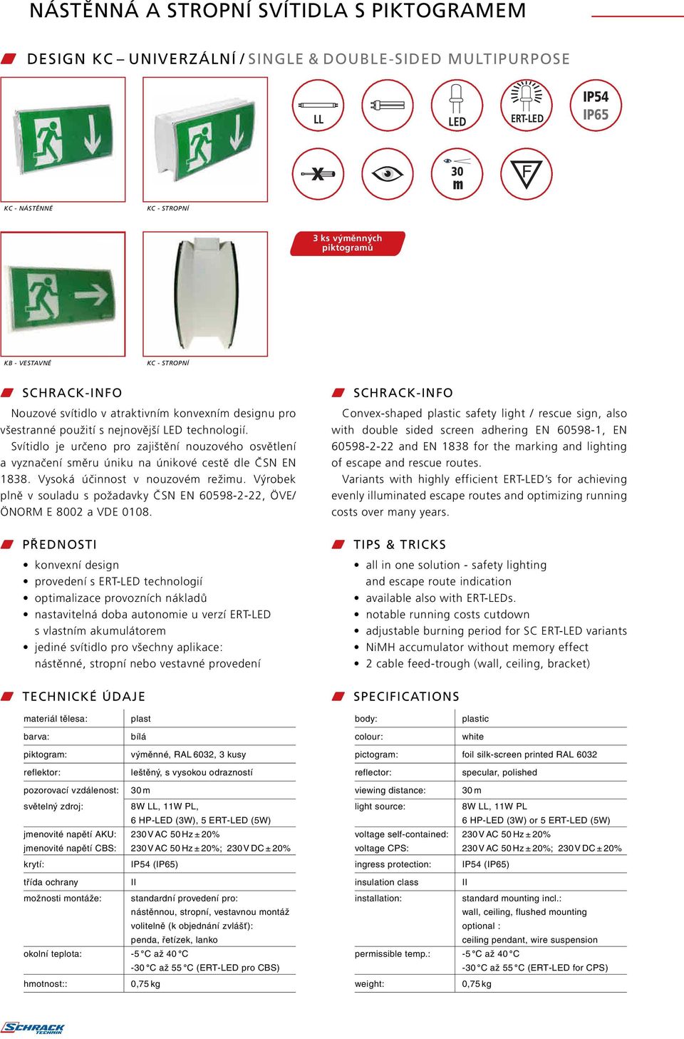 3 Piktogramme IP65 IP65 IP65 30 30 30 KC AND / ALL KC AND KC - nástěnné KC AND KC DECKE / CEILING KC KC DECKE - stropní KC DECKE 3 ks výměnných piktogramů KC EINBAU / RECESSED KC DECKENSCHIENE /