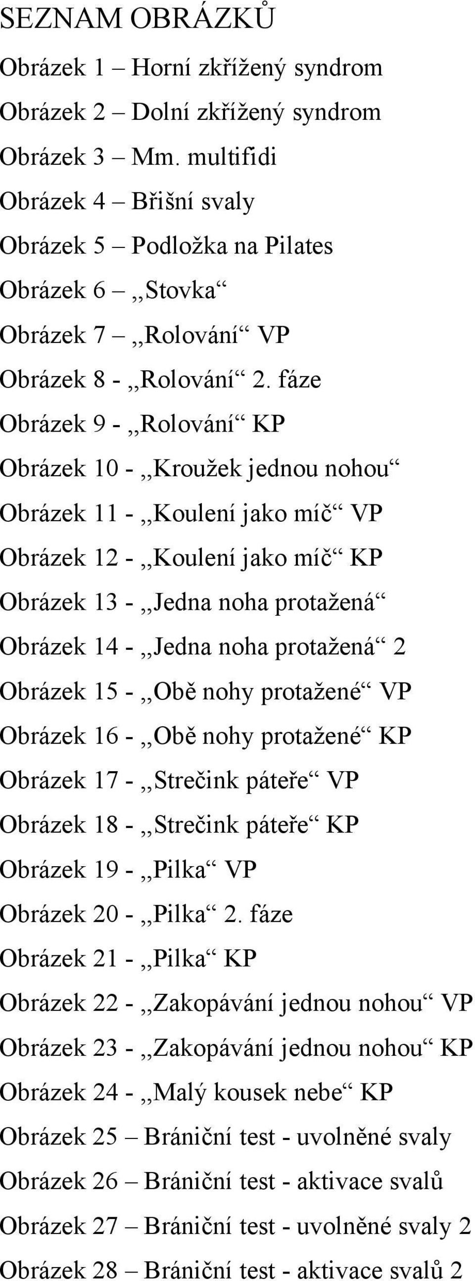 fáze Obrázek 9 -,,Rolování KP Obrázek 10 -,,Kroužek jednou nohou Obrázek 11 -,,Koulení jako míč VP Obrázek 12 -,,Koulení jako míč KP Obrázek 13 -,,Jedna noha protažená Obrázek 14 -,,Jedna noha