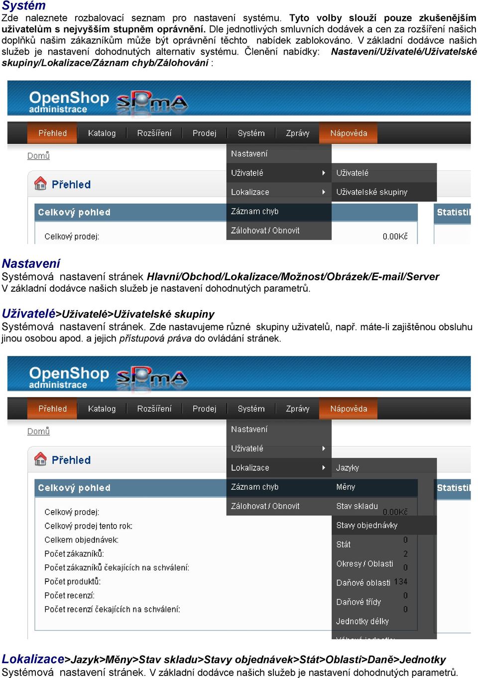 V základní dodávce našich služeb je nastavení dohodnutých alternativ systému.