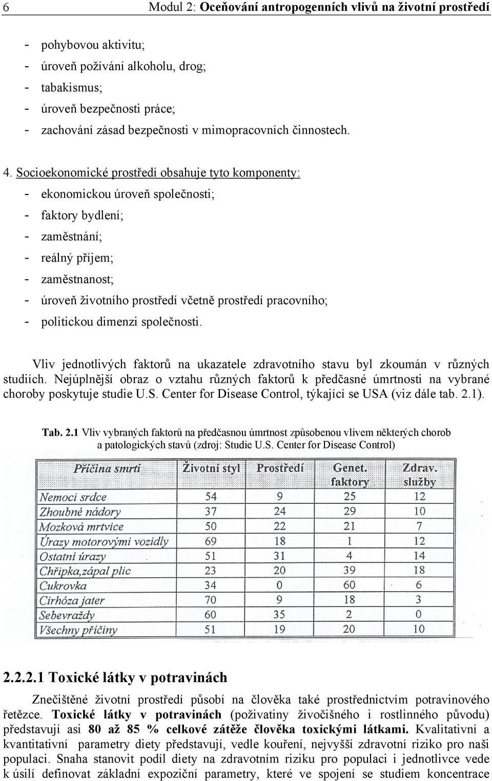 Socioekonomické prostředí obsahuje tyto komponenty: - ekonomickou úroveň společnosti; - faktory bydlení; - zaměstnání; - reálný příjem; - zaměstnanost; - úroveň životního prostředí včetně prostředí