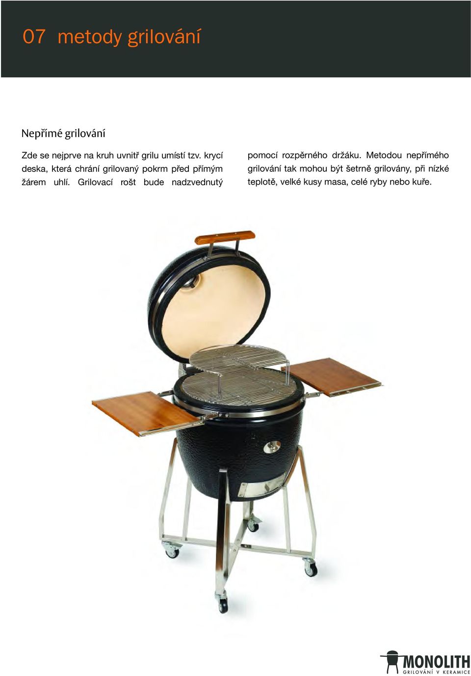 Grilovací rošt bude nadzvednutý pomocí rozpěrného držáku.