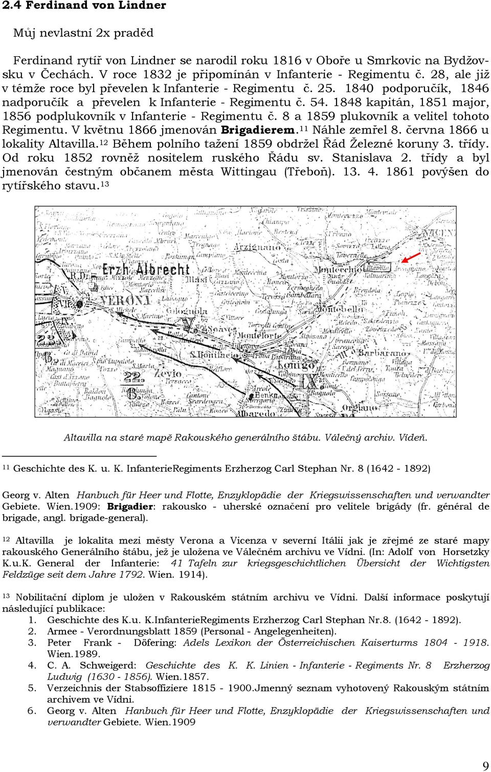 1848 kapitán, 1851 major, 1856 podplukovník v Infanterie - Regimentu č. 8 a 1859 plukovník a velitel tohoto Regimentu. V květnu 1866 jmenován Brigadierem. 11 Náhle zemřel 8.