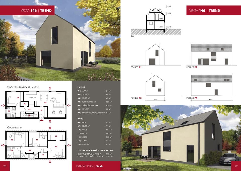 KOMORA 1,8 M 2 07 ÚLOŽNÝ PROSTOR POD SCHODY 1,4 M 2 PATRO P4 08 HALA 7,1 M 2 PŮDORYS PATRA P2 09 KOUPELNA 10 POKOJ 7,9 M 2 16,7 M