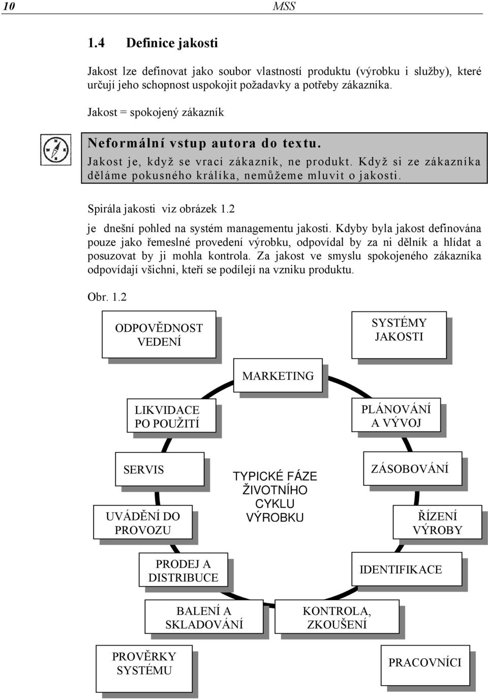 Spirála jakosti viz obrázek 1.2 je dnešní pohled na systém managementu jakosti.