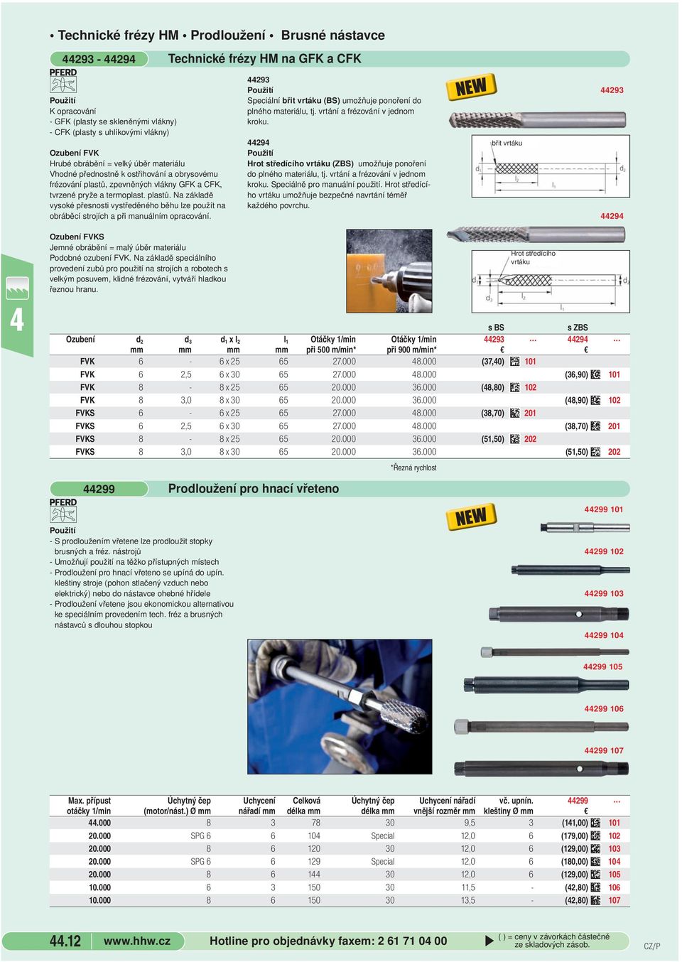 293 Speciální břit vrtáku (BS) umožňuje ponoření do plného materiálu, tj. vrtání a frézování v jednom kroku. 29 Hrot středícího vrtáku (ZBS) umožňuje ponoření do plného materiálu, tj.