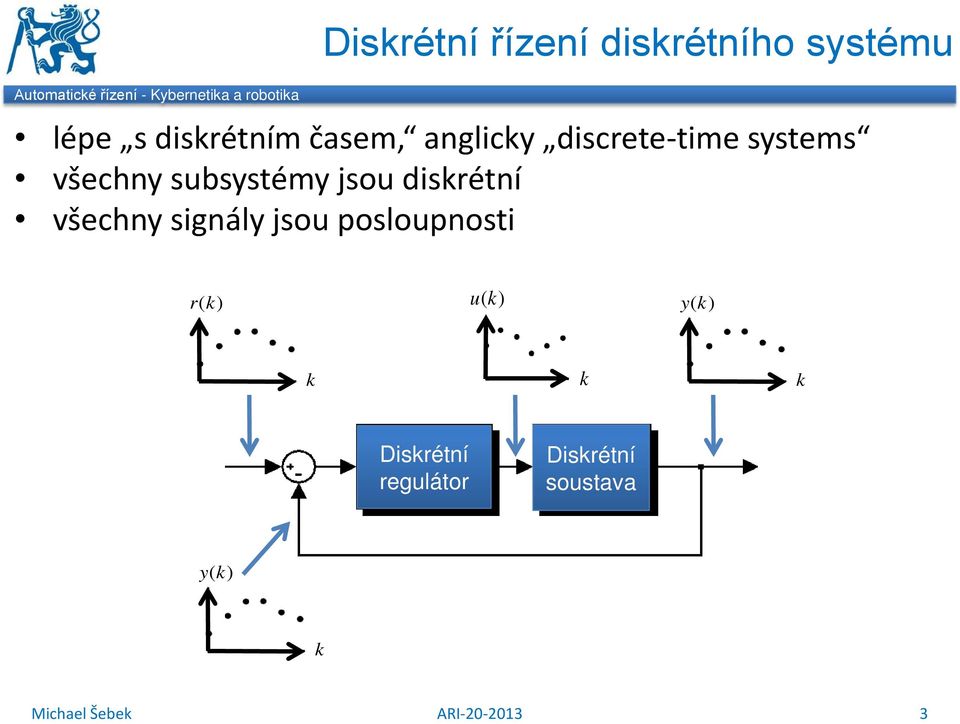 subsystémy jsou disrétní všechny signály jsou