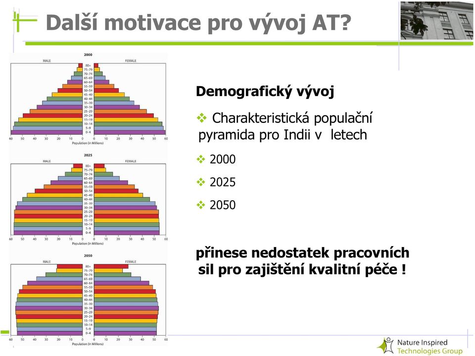 pyramida pro Indii v letech 2000 2025 2050