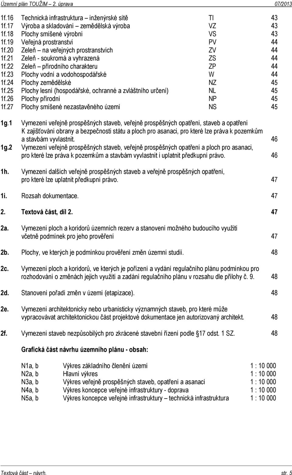 25 Plochy lesní (hospodářské, ochranné a zvláštního určení) NL 45 1f.26 Plochy přírodní NP 45 1f.27 Plochy smíšené nezastavěného území NS 45 1g.