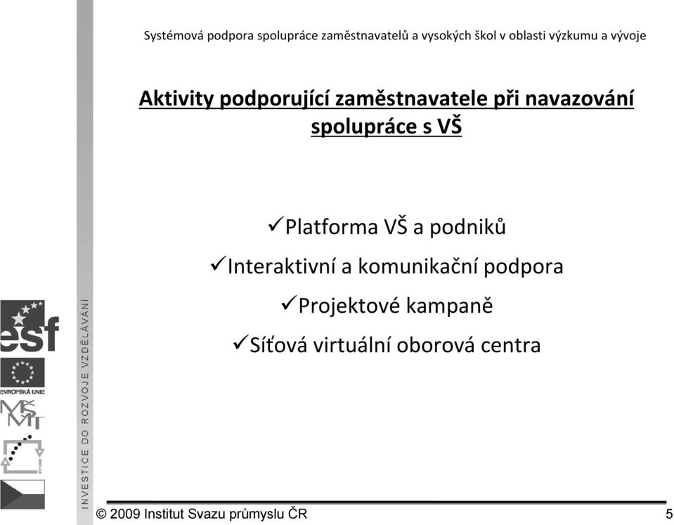 a komunikační podpora Projektové kampaně Síťová