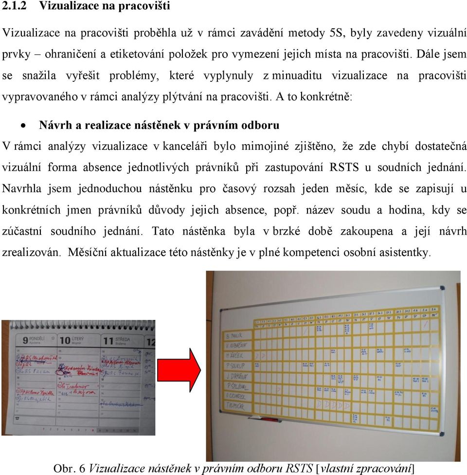 A to konkrétně: Návrh a realizace nástěnek v právním odboru V rámci analýzy vizualizace v kanceláři bylo mimojiné zjištěno, že zde chybí dostatečná vizuální forma absence jednotlivých právníků při