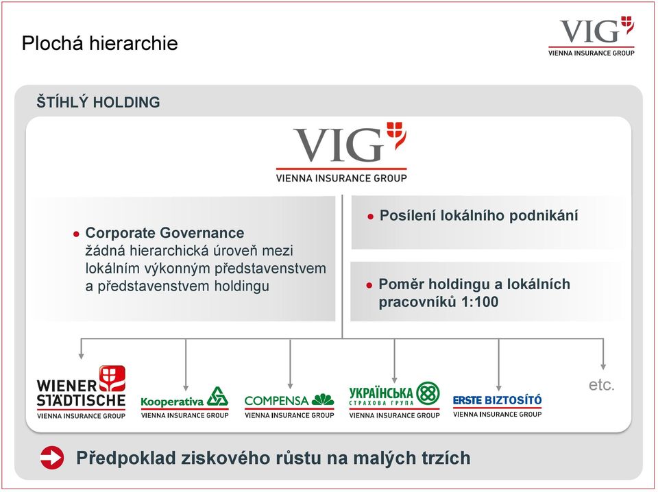 představenstvem holdingu Posílení lokálního podnikání Poměr