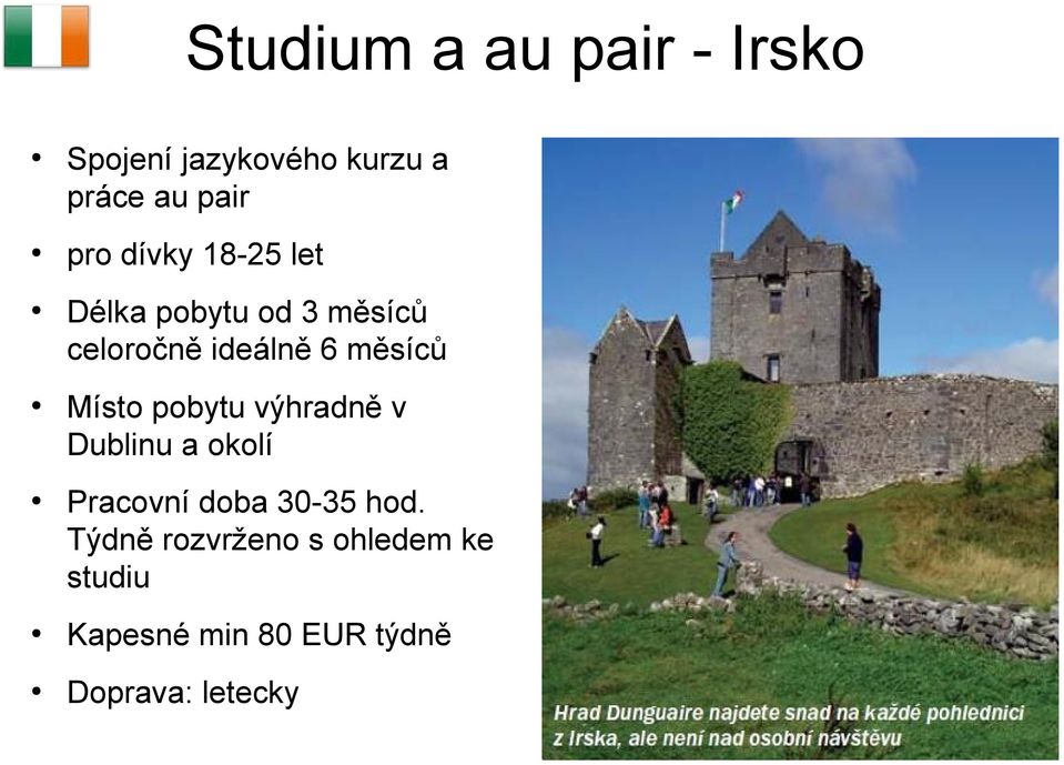 Místo pobytu výhradně v Dublinu a okolí Pracovní doba 30-35 hod.