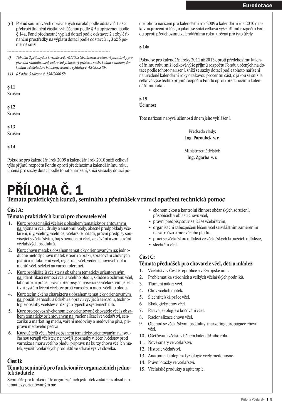 76/2003 Sb., kterou se stanoví požadavky pro přírodní sladidla, med, cukrovinky, kakaový prášek a směsi kakaa s cukrem, čokoládu a čokoládové bonbony, ve znění vyhlášky č. 43/2005 Sb. 11) 5 odst.