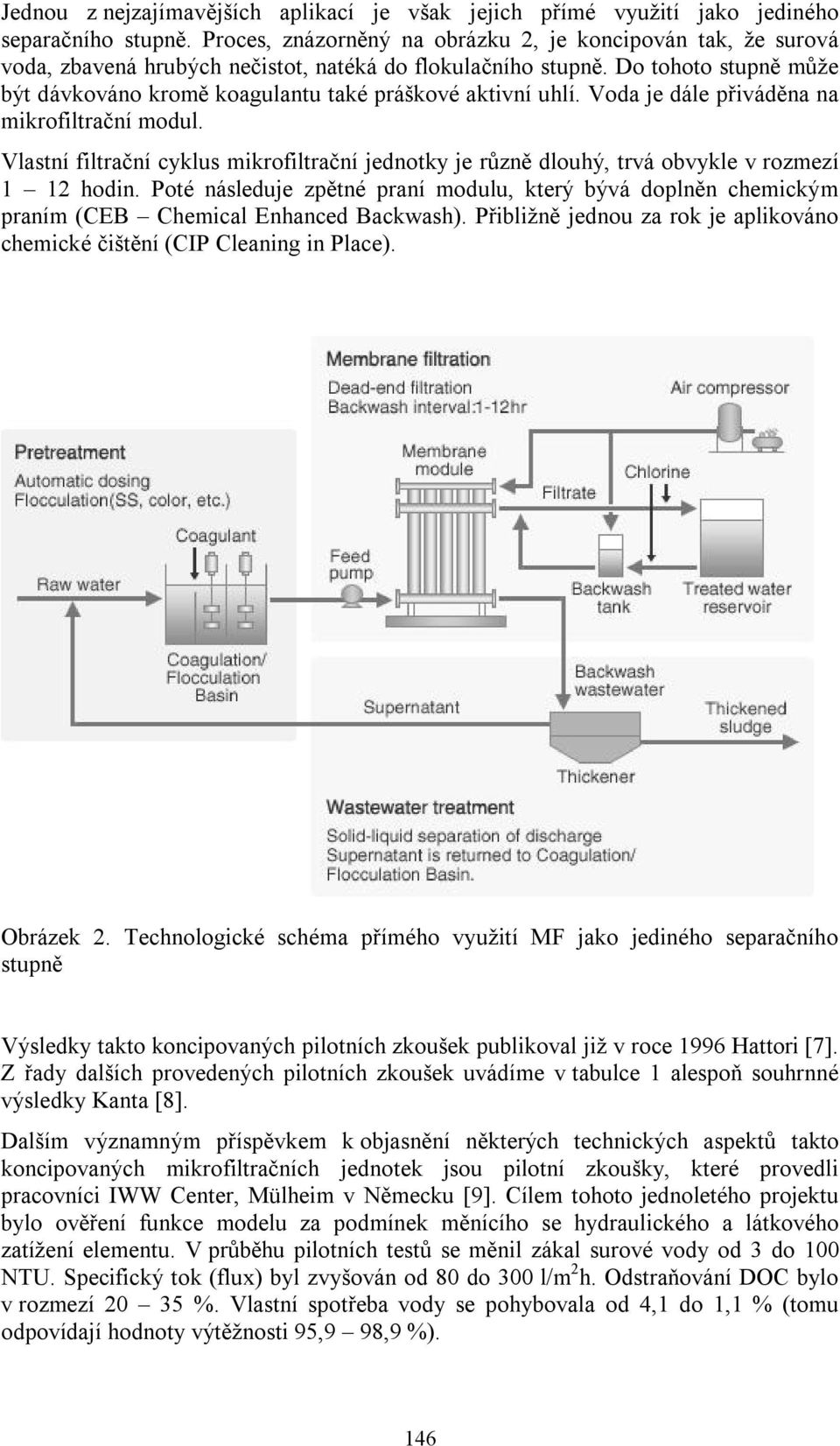 Voda je dále přiváděna na mikrofiltrační modul. Vlastní filtrační cyklus mikrofiltrační jednotky je různě dlouhý, trvá obvykle v rozmezí 1 12 hodin.