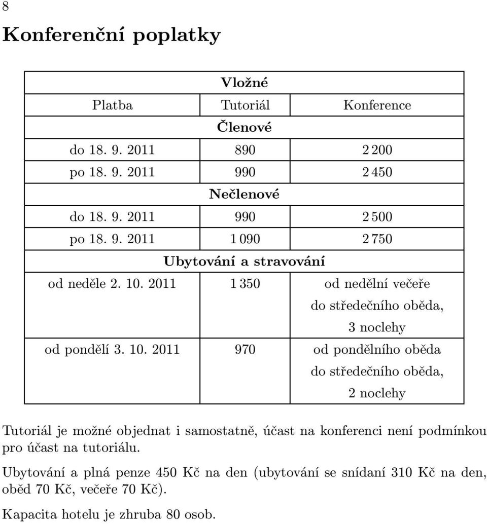 2011 1 350 od nedělní večeře do středečního oběda, 3noclehy od pondělí 3. 10.