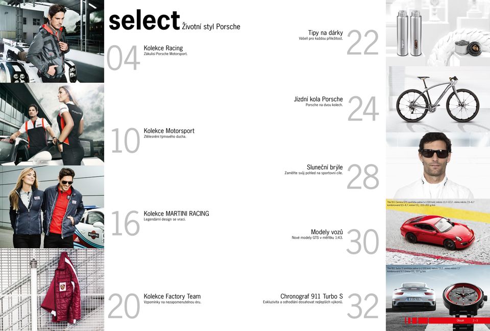 28 The 911 Carrera GTS spotřeba paliva [ v l/100 km ]: město 13,7 12,2 mimo město 7,5 6,7 kombinovaná 9,5 8,7; emise CO 2 : 223 202 g/km 16 Kolekce MARTINI RACING Legendární design se vrací.