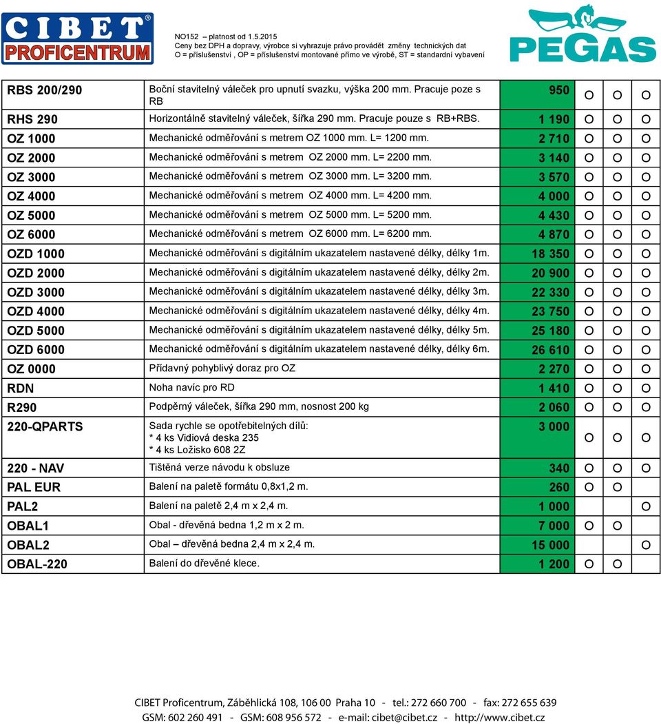 2 710 Z 2000 Mechanické odměřování s metrem Z 2000 mm. L= 2200 mm. 3 140 Z 3000 Mechanické odměřování s metrem Z 3000 mm. L= 3200 mm. 3 570 Z 4000 Mechanické odměřování s metrem Z 4000 mm. L= 4200 mm.