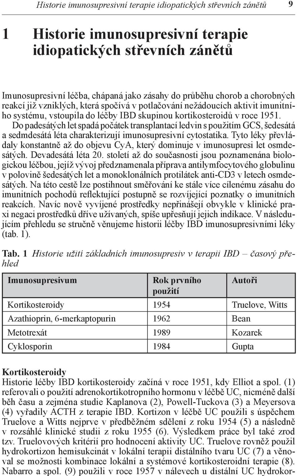 Do padesátých let spadá počátek transplantací ledvin s použitím GCS, še desátá a sedmdesátá léta charakterizují imunosupresivní cytostatika.