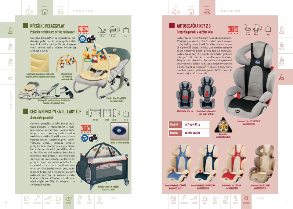 Ergo Systém polstrování z prodyšného materiálu, vhodné pro první měsíce dítěte Přídavné madlo s hračkami(-je součástí výrobku 73 cm 39 cm 43 cm 3 kg AUTOSEDAČKA KEY 2-3 Bezpečí a pohodlí v každém