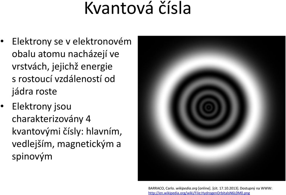 čísly: hlavním, vedlejším, magnetickým a spinovým BARRACO, Carlo. wikipedia.org[online].