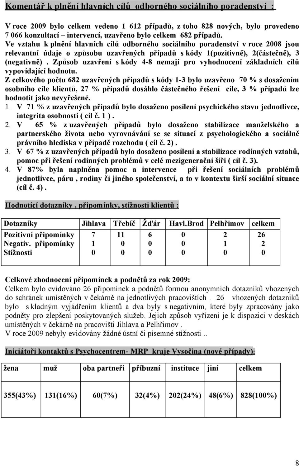 Způsob uzavření s kódy 4-8 nemají pro vyhodnocení základních cílů vypovídající hodnotu.