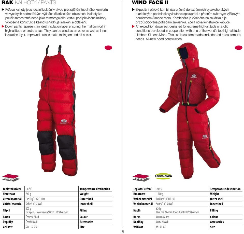 Down pants represent an ideal insulation layer ensuring thermal comfort in high-altitude or arctic areas. They can be used as an outer as well as inner insulation layer.