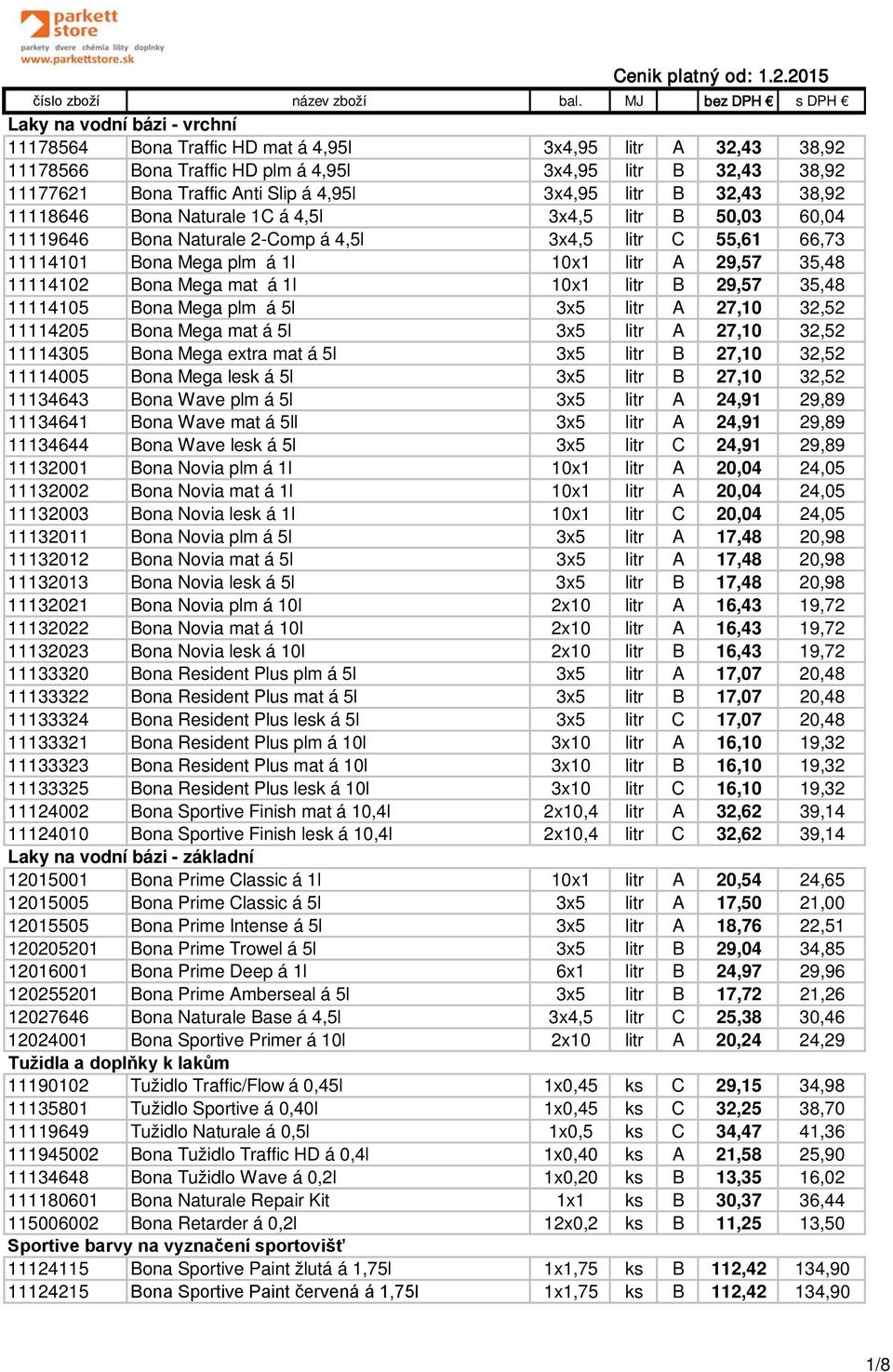 11114102 Bona Mega mat á 1l 10x1 litr B 29,57 35,48 11114105 Bona Mega plm á 5l 3x5 litr A 27,10 32,52 11114205 Bona Mega mat á 5l 3x5 litr A 27,10 32,52 11114305 Bona Mega extra mat á 5l 3x5 litr B