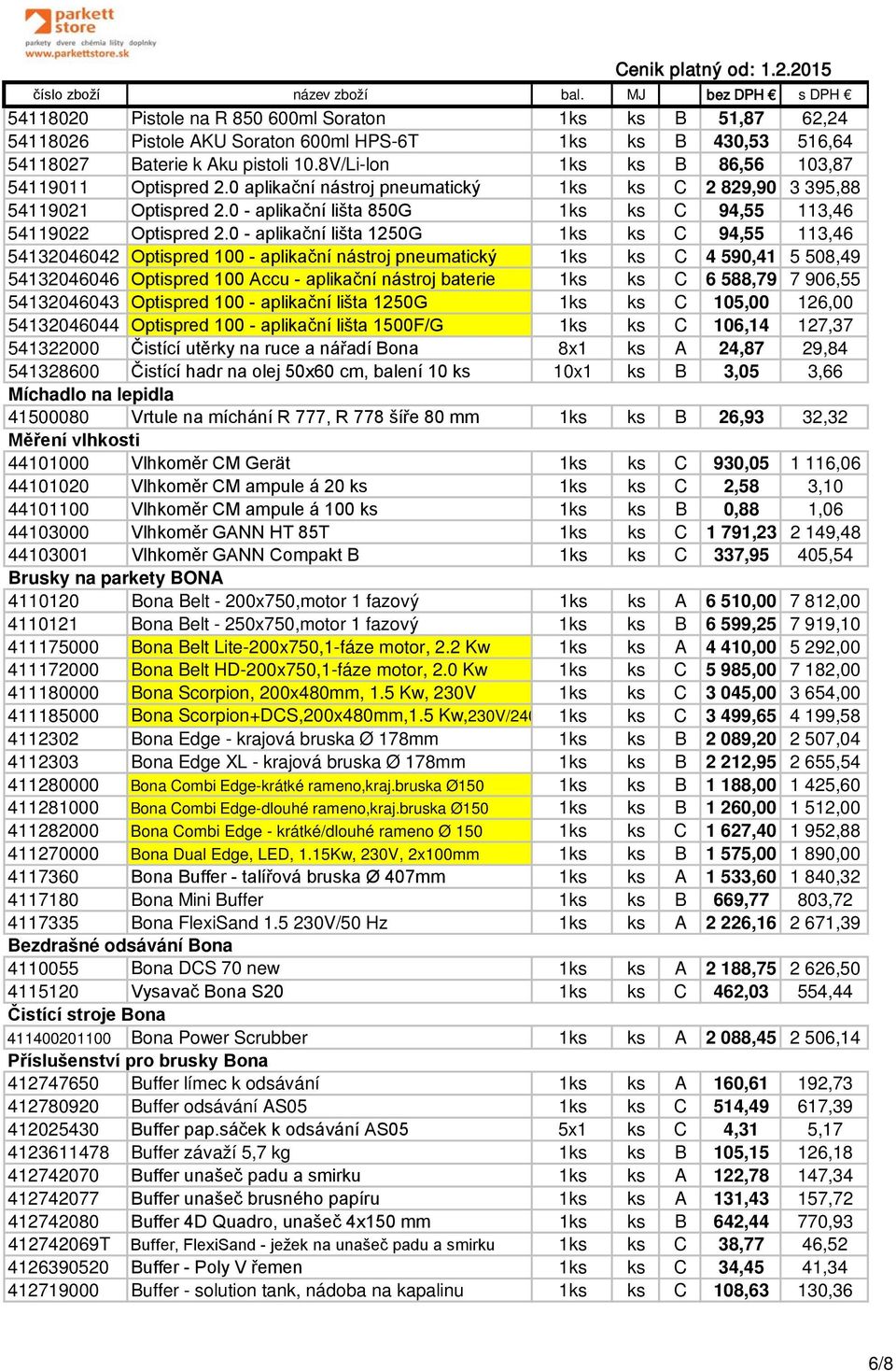 0 - aplikační lišta 850G 1ks ks C 94,55 113,46 54119022 Optispred 2.