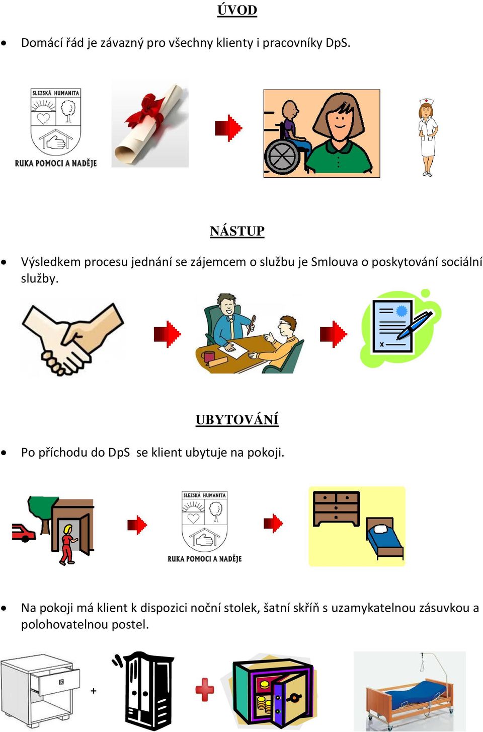 sociální služby. UBYTOVÁNÍ Po příchodu do DpS se klient ubytuje na pokoji.