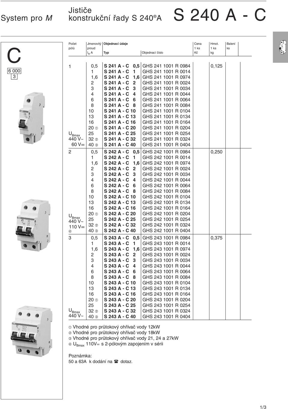 16 20 À 25 32 Á 40 Â 0,5 1 1,6 2 3 4 6 8 10 13 16 20 À 25 32 Á 40 Â S 241 A - C 10,5 S 241 A - C 11 S 241 A - C 11,6 S 241 A - C 12 S 241 A - C 13 S 241 A - C 14 S 241 A - C 16 S 241 A - C 18 S 241 A