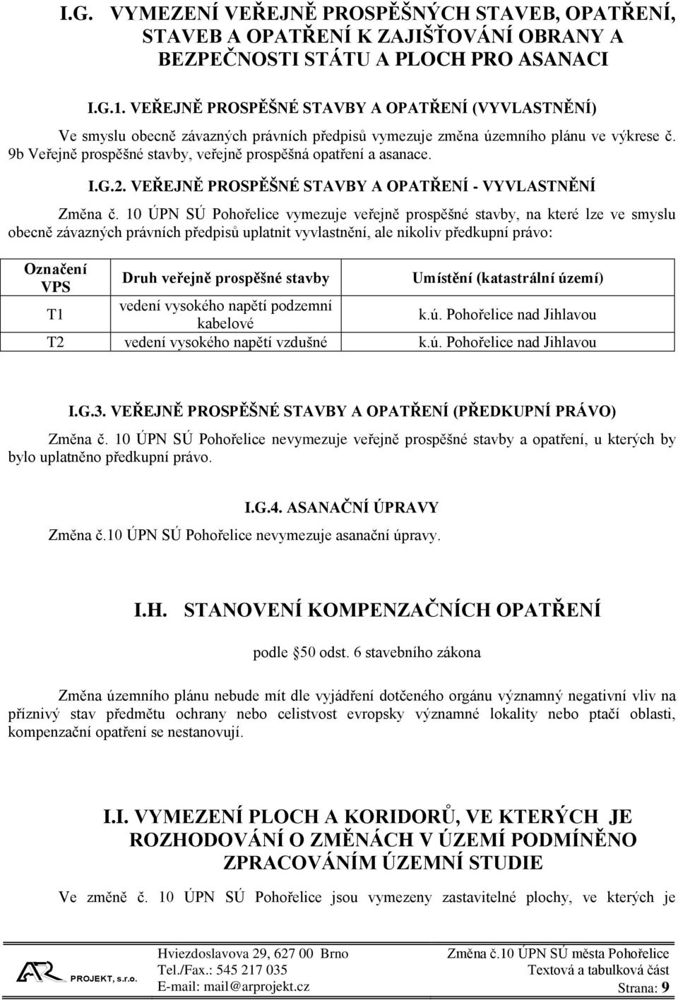 9b Veřejně prospěšné stavby, veřejně prospěšná opatření a asanace. I.G.2. VEŘEJNĚ PROSPĚŠNÉ STAVBY A OPATŘENÍ - VYVLASTNĚNÍ Změna č.