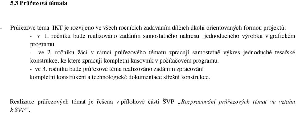 ročníku žáci v rámci průřezového tématu zpracují samostatně výkres jednoduché tesařské konstrukce, ke které zpracují kompletní kusovník v počítačovém programu.