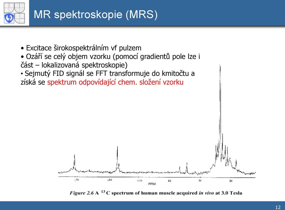 lokalizovaná spektroskopie) Sejmutý FID signál se FFT