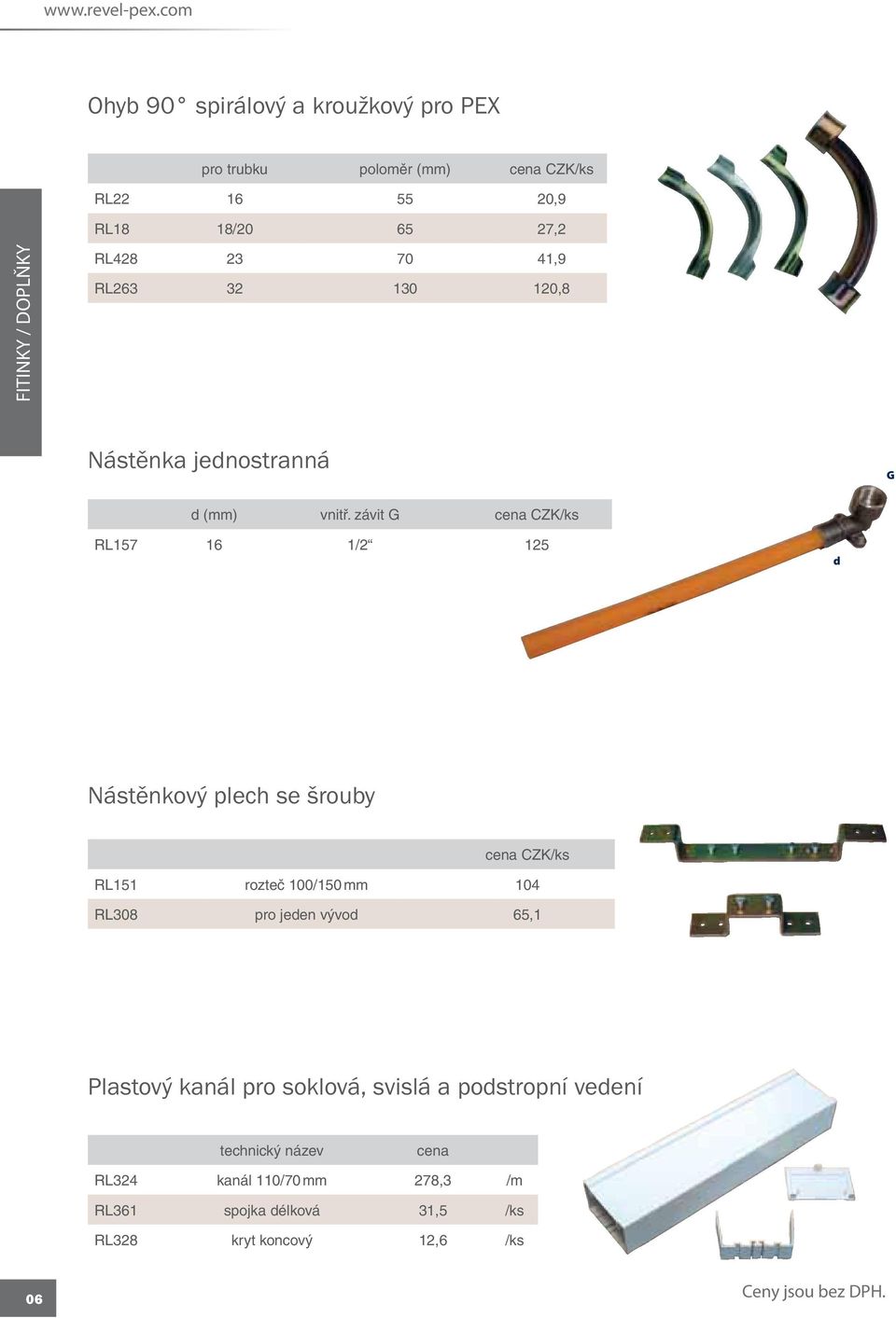 DOPLŇKY RL428 23 70 41,9 RL263 32 130 120,8 Nástěnka jednostranná G d vnitř.