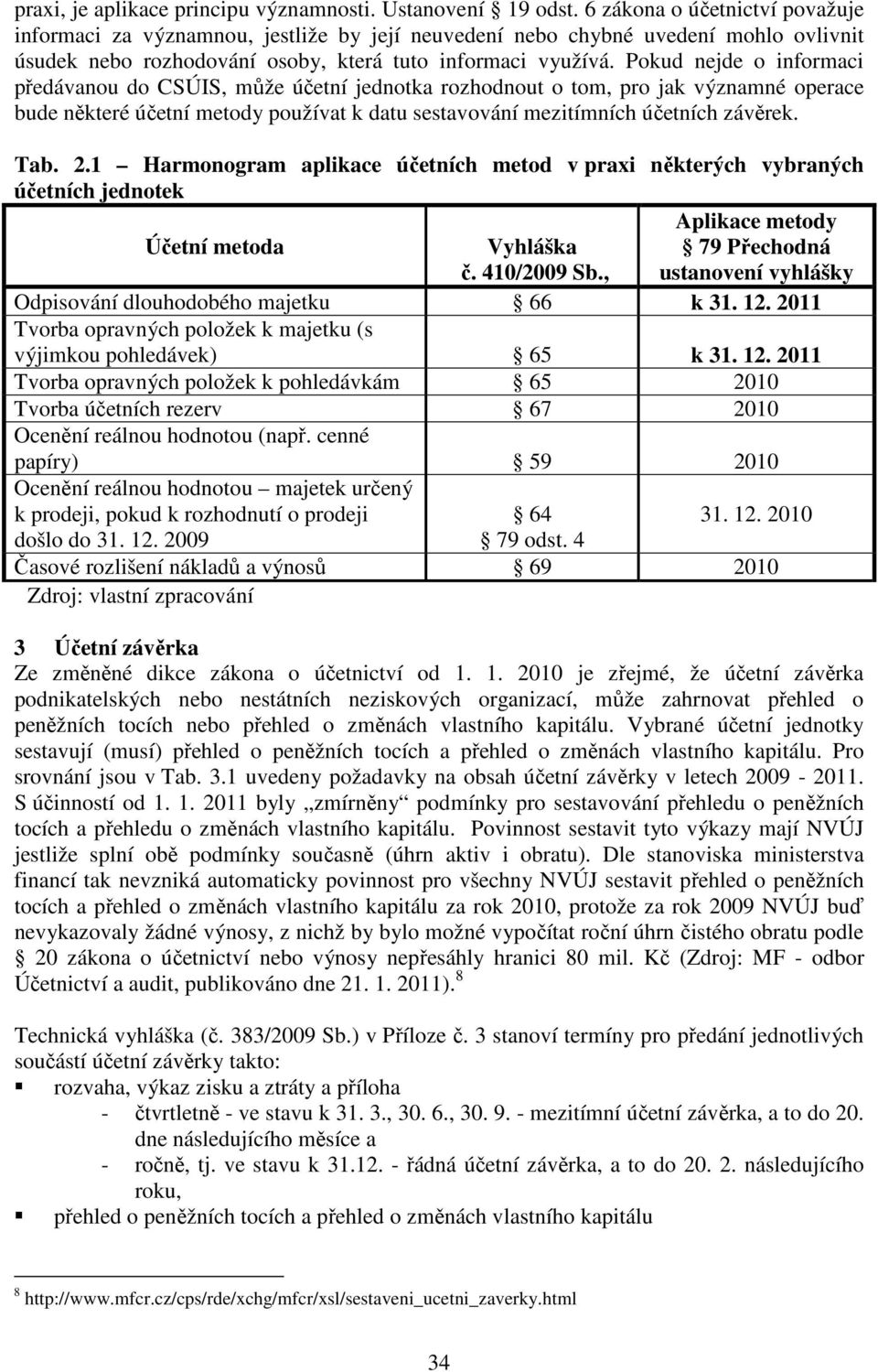 Pokud nejde o informaci předávanou do CSÚIS, může účetní jednotka rozhodnout o tom, pro jak významné operace bude některé účetní metody používat k datu sestavování mezitímních účetních závěrek. Tab.