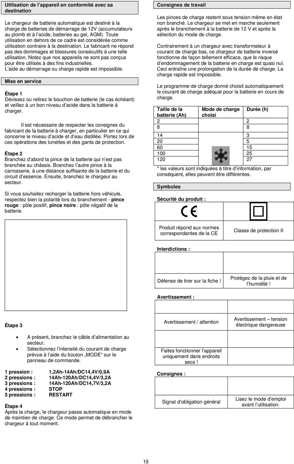 Le fabricant ne répond pas des dommages et blessures consécutifs à une telle utilisation. Notez que nos appareils ne sont pas conçus pour être utilisés à des fins industrielles.