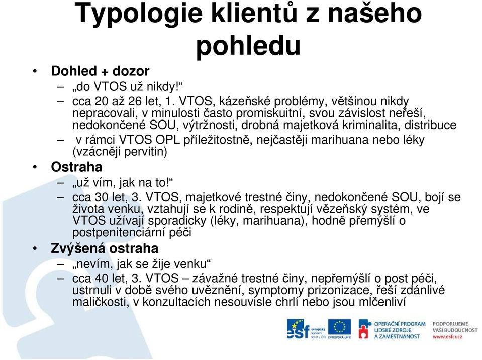 příležitostně, nejčastěji marihuana nebo léky (vzácněji pervitin) Ostraha už vím, jak na to! cca 30 let, 3.