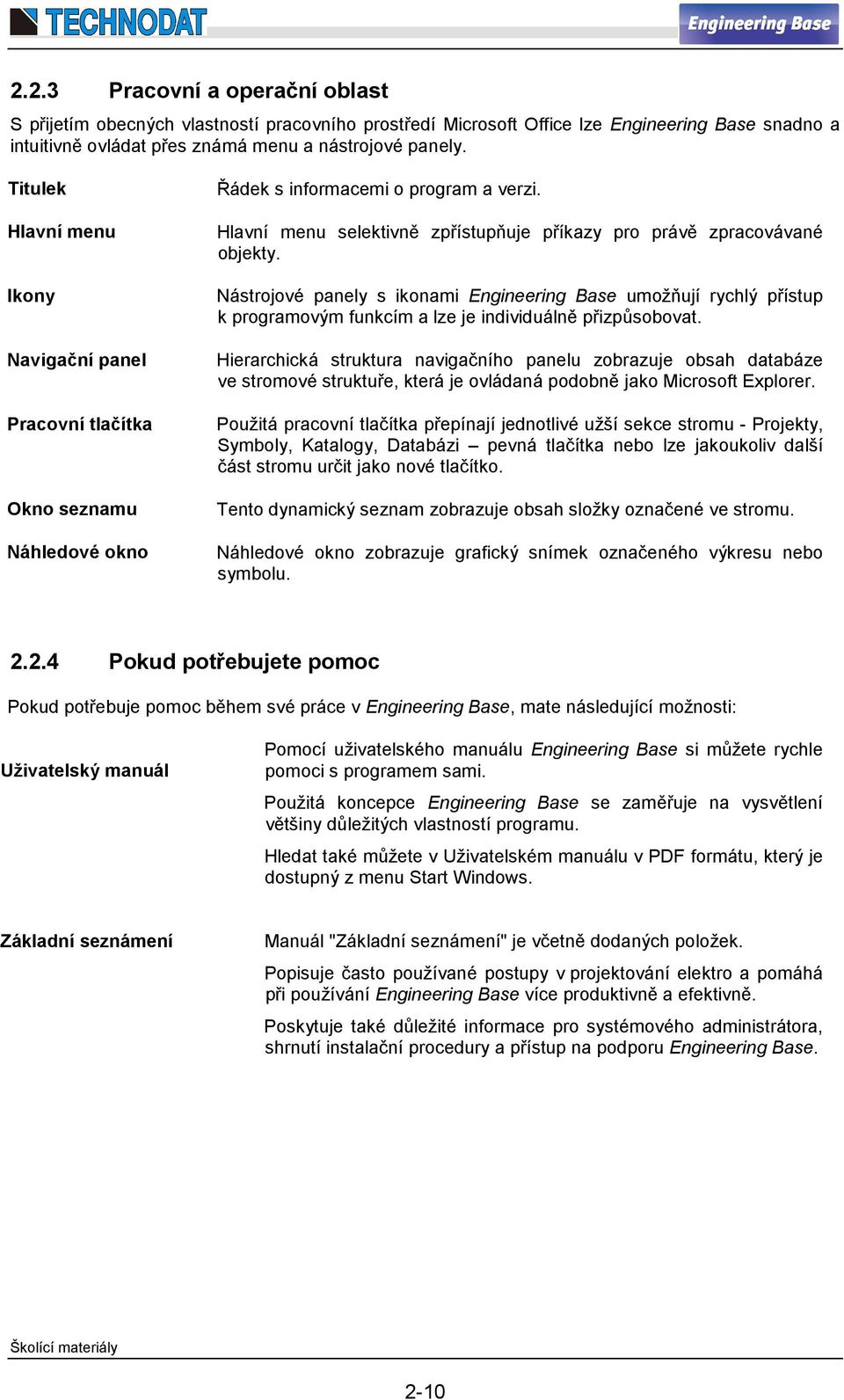 Hlavní menu selektivně zpřístupňuje příkazy pro právě zpracovávané objekty.