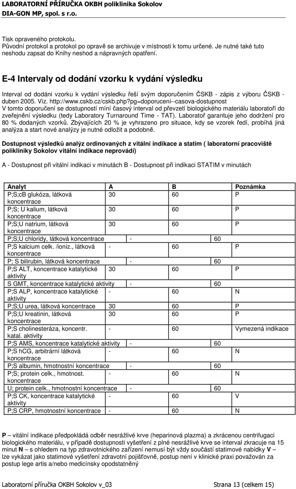 pg=doporuceni--casova-dostupnost V tomto doporučení se dostupností míní časový interval od převzetí biologického materiálu laboratoří do zveřejnění výsledku (tedy Laboratory Turnaround Time - TAT).