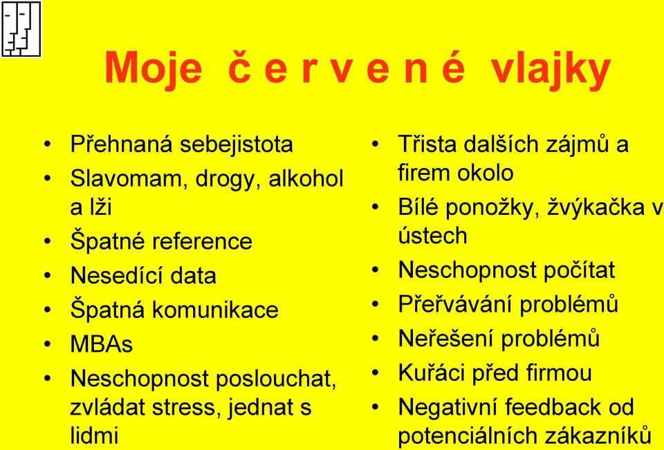 s lidmi Třista dalších zájmů a firem okolo Bílé ponožky, žvýkačka v ústech Neschopnost