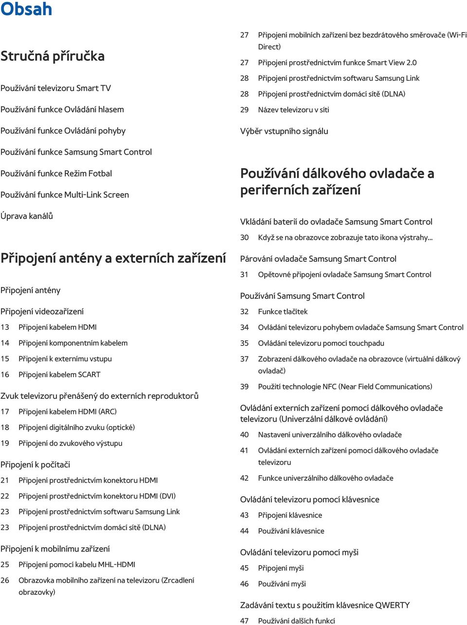 0 28 Připojení prostřednictvím softwaru Samsung Link 28 Připojení prostřednictvím domácí sítě (DLNA) 29 Název televizoru v síti Výběr vstupního signálu Používání funkce Samsung Smart Control