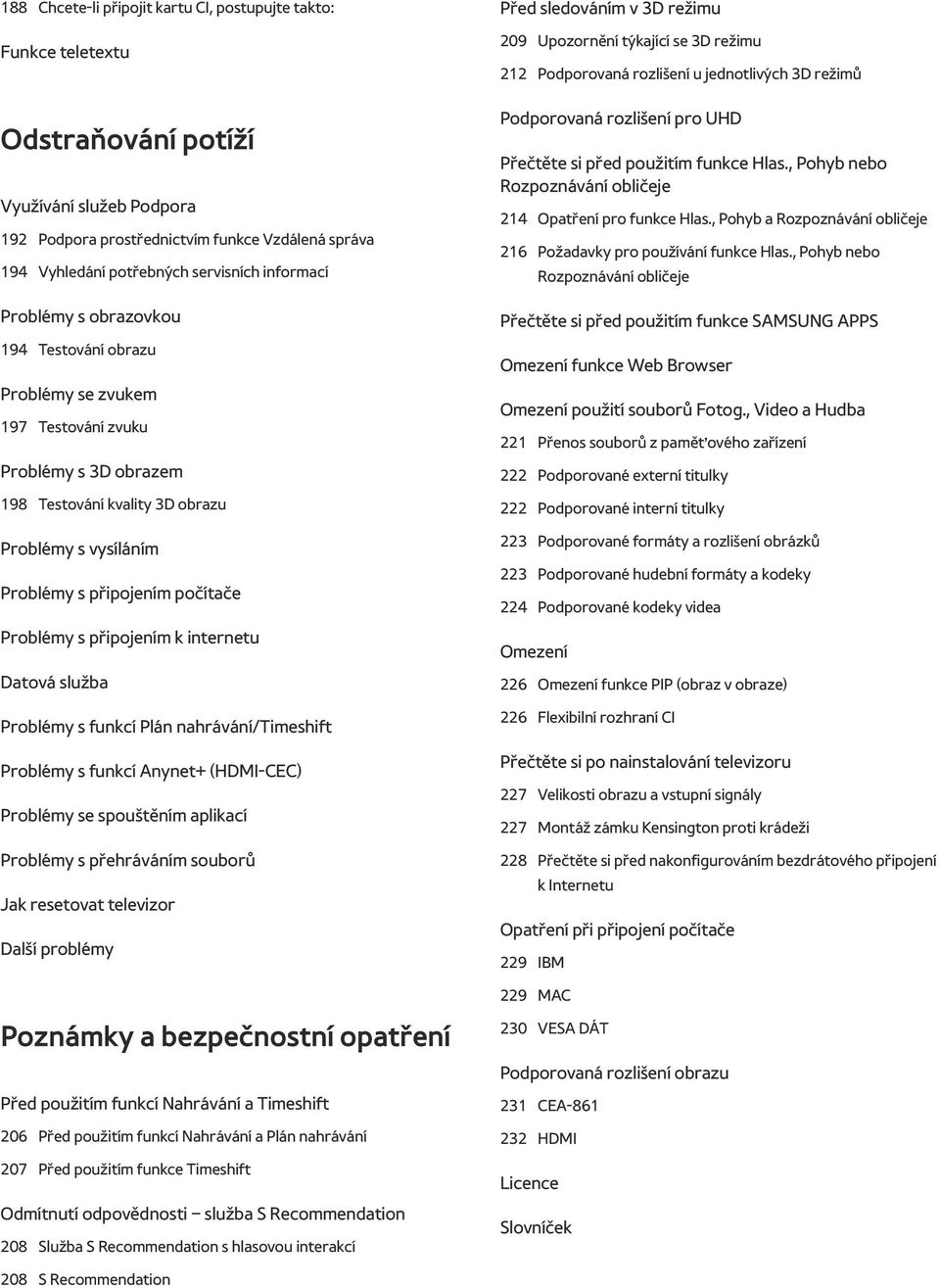 Problémy s připojením k internetu Datová služba Problémy s funkcí Plán nahrávání/timeshift Problémy s funkcí Anynet+ (HDMI-CEC) Problémy se spouštěním aplikací Problémy s přehráváním souborů Jak