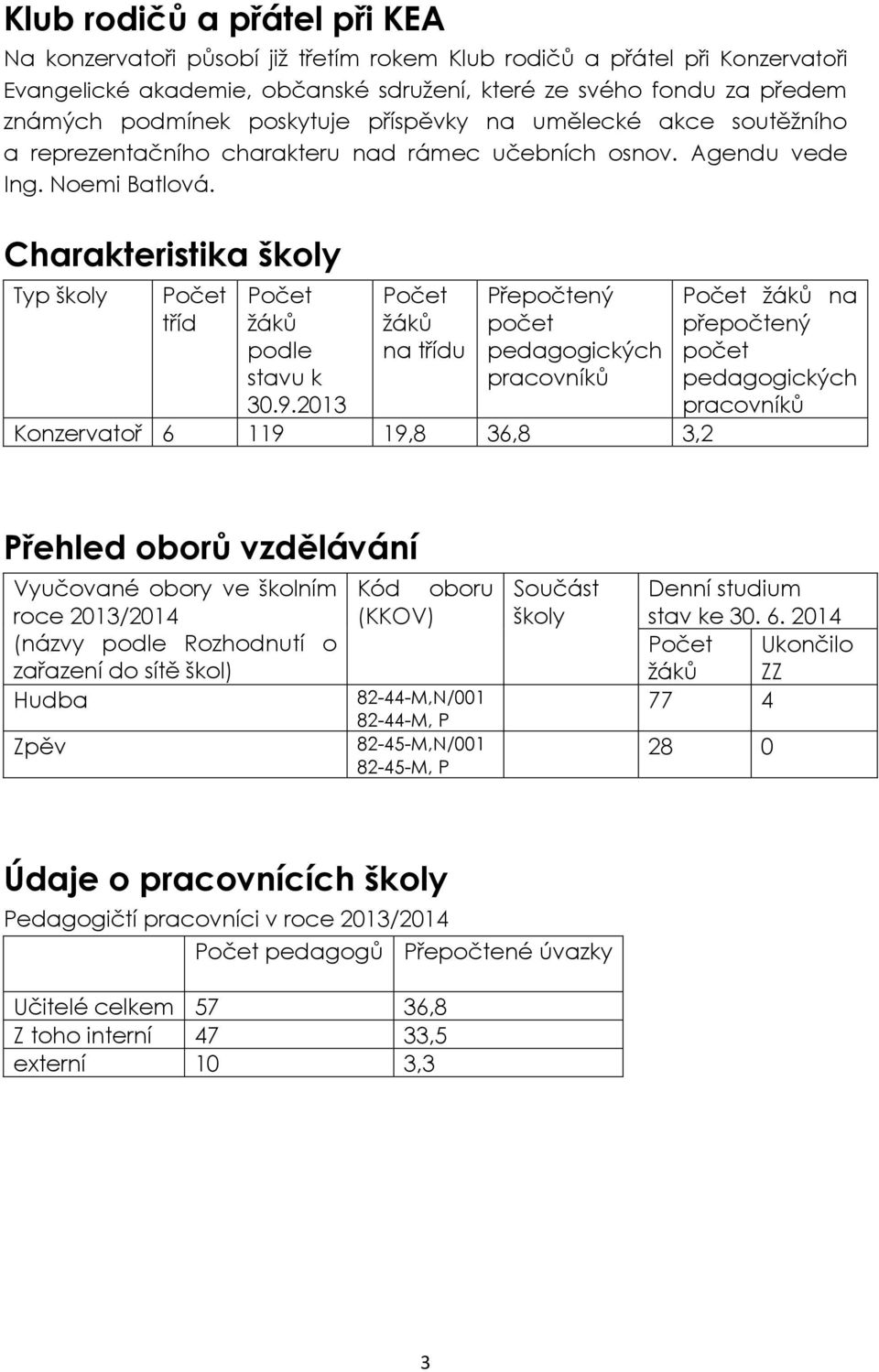 Charakteristika školy Typ školy Počet tříd Počet žáků podle stavu k 30.9.