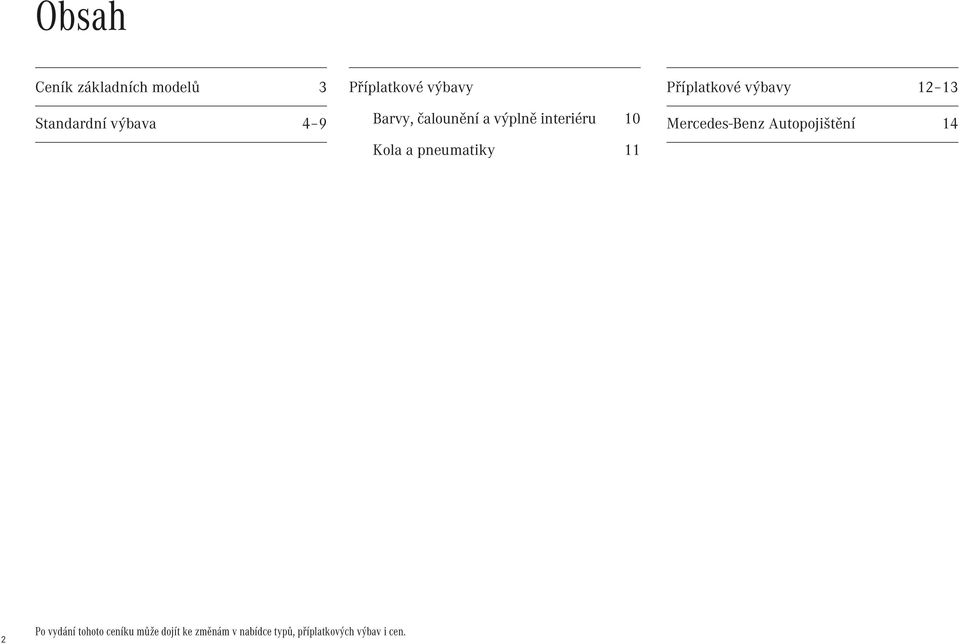 Příplatkové výbavy 12 13 Mercedes-Benz Autopojištění 14 2 Po vydání