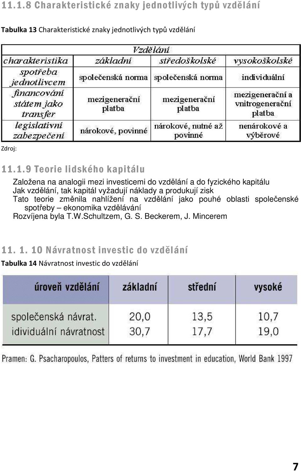 náklady a produkují zisk Tato teorie změnila nahlížení na vzdělání jako pouhé oblasti společenské spotřeby ekonomika vzdělávání