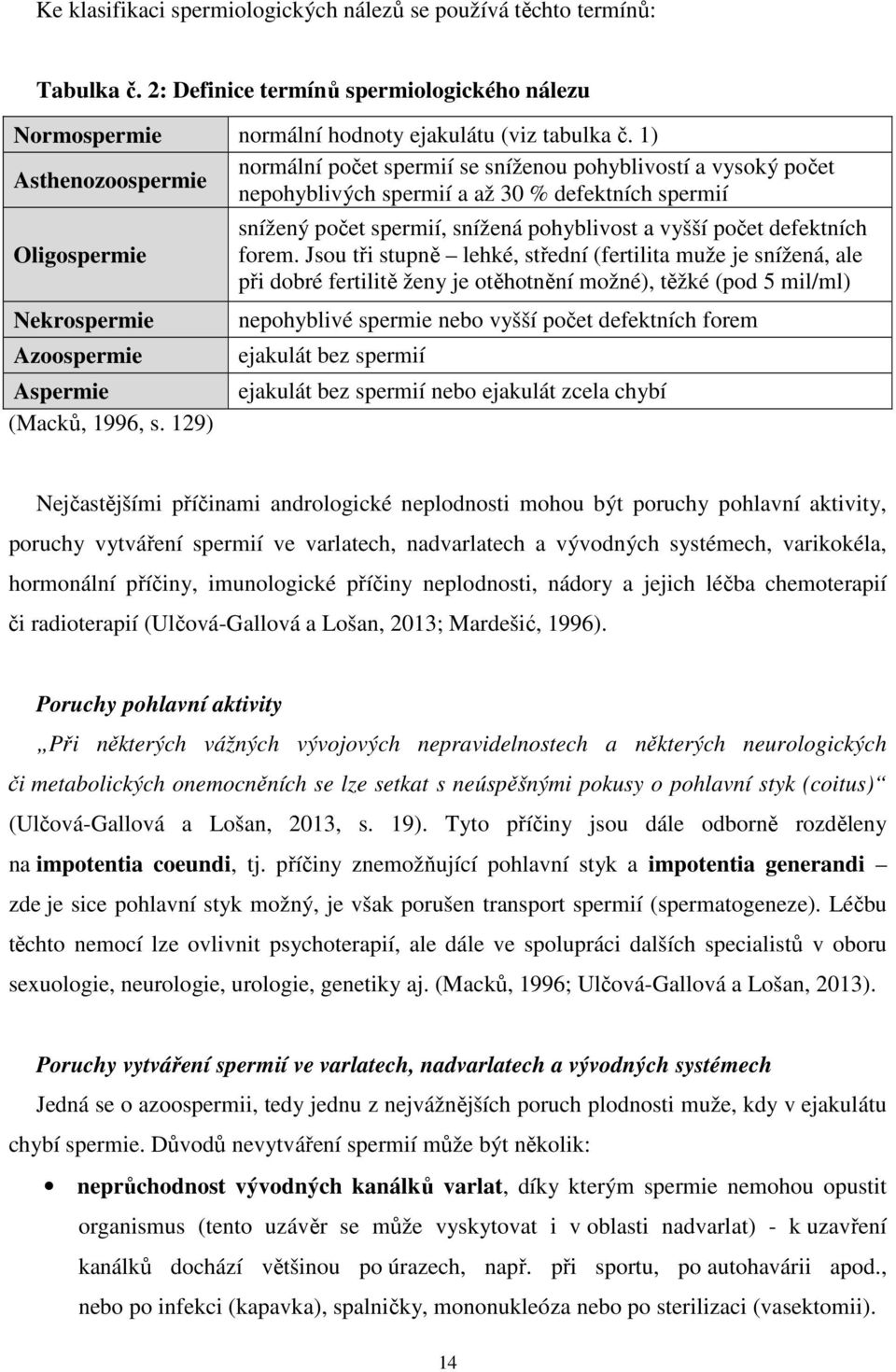 129) snížený počet spermií, snížená pohyblivost a vyšší počet defektních forem.