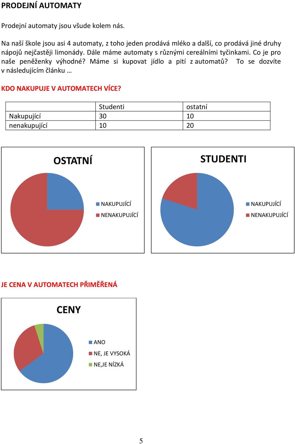 Dále máme automaty s různými cereálními tyčinkami. Co je pro naše peněženky výhodné? Máme si kupovat jídlo a pití z automatů?